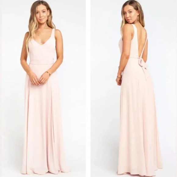 Show Me Your MuMu Womens Light Pink Jenn Maxi Dress V-neck Sleeveless Size S - Picture 1 of 11